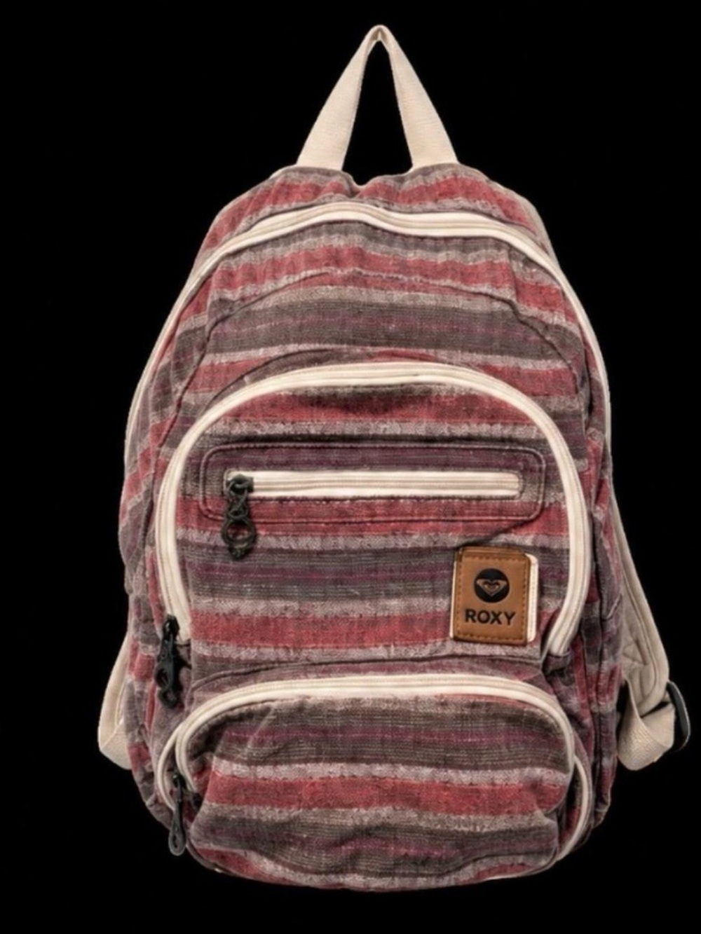 Roxy Striped Pink Canvas Backpack